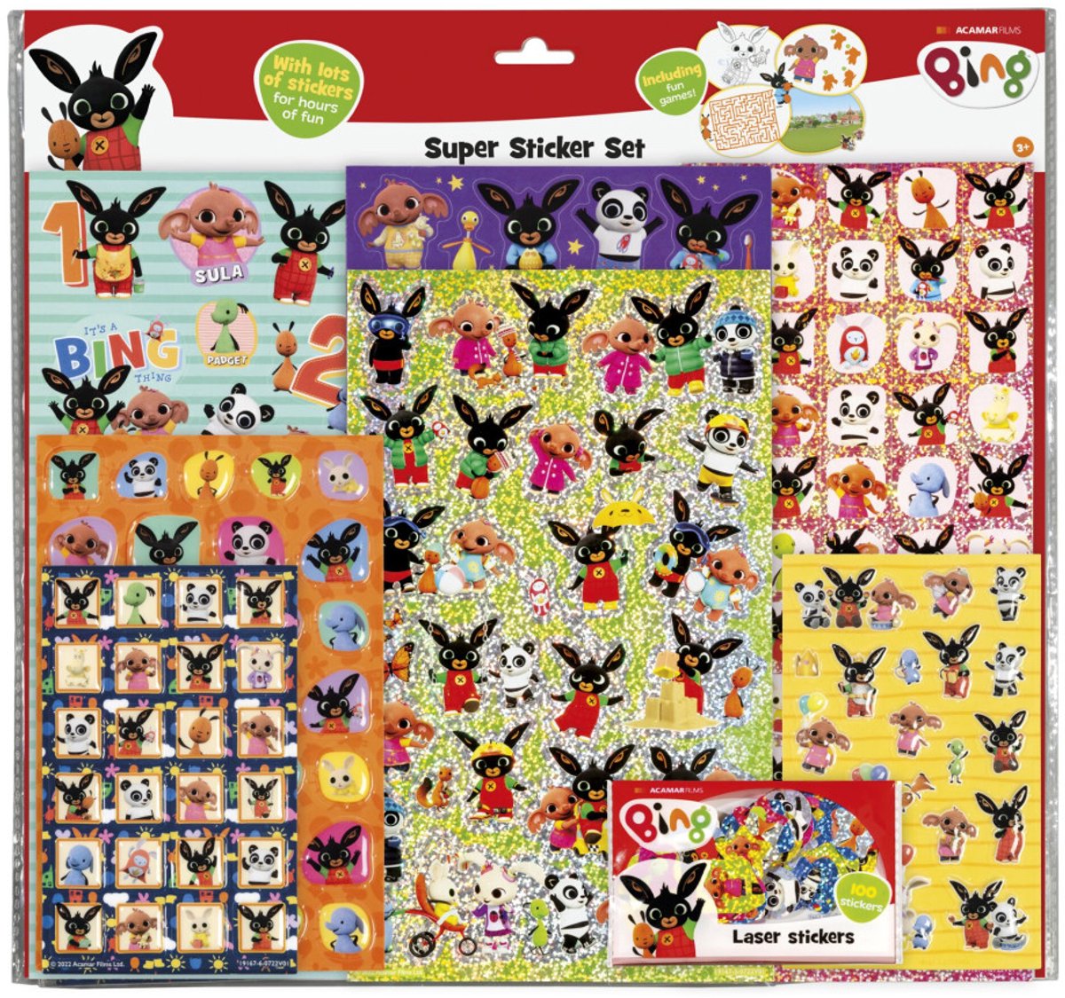 Bing stickers, Super XL Stickerset, 7 stickervellen incl. luxe metallic and 3D puffy stickers - vanaf 3 jaar - 38 x 36 cm knutselen peuter kleuter — afbeelding 11