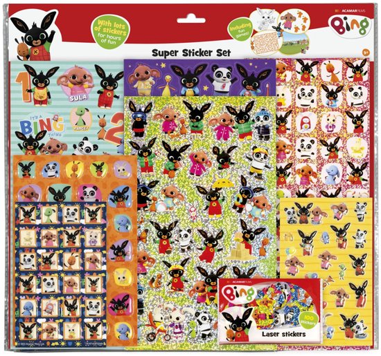 Super Sticker Set met Bing-personages, met veel kleine en grote stickers in diverse stijlen.