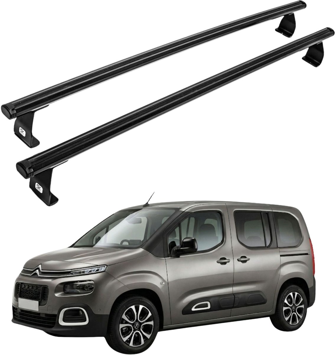 Dakdrager voor Citroën Berlingo van 2008 tot 2018, lichtgewicht aluminium, zwart