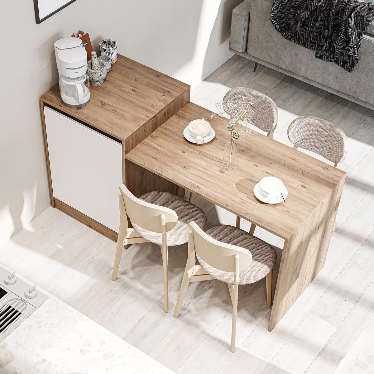 Keukeneiland met opbergruimte - Keukentafel eettafel - Kleine keuken inrichten - Multifunctioneel design - 160 x 85 x 60 cm