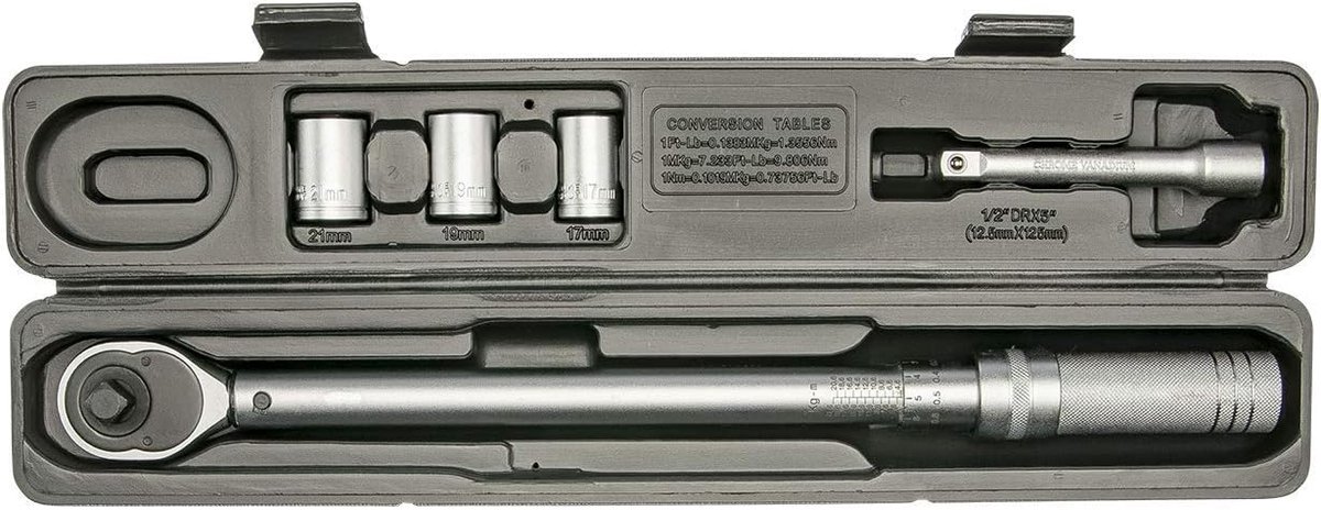 1/2" Momentsleutel Set 42-210 Nm met Verlengstuk en Dopdoppen - Precisie Gereedschap