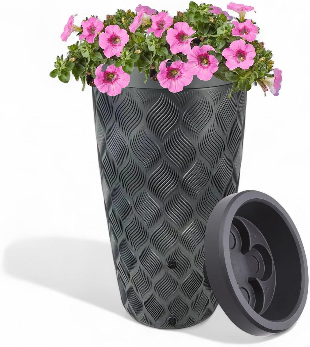 Regenton met plantenbak 240 liter - Decoratieve regenton antraciet - UV-bestendig tuinreservoir