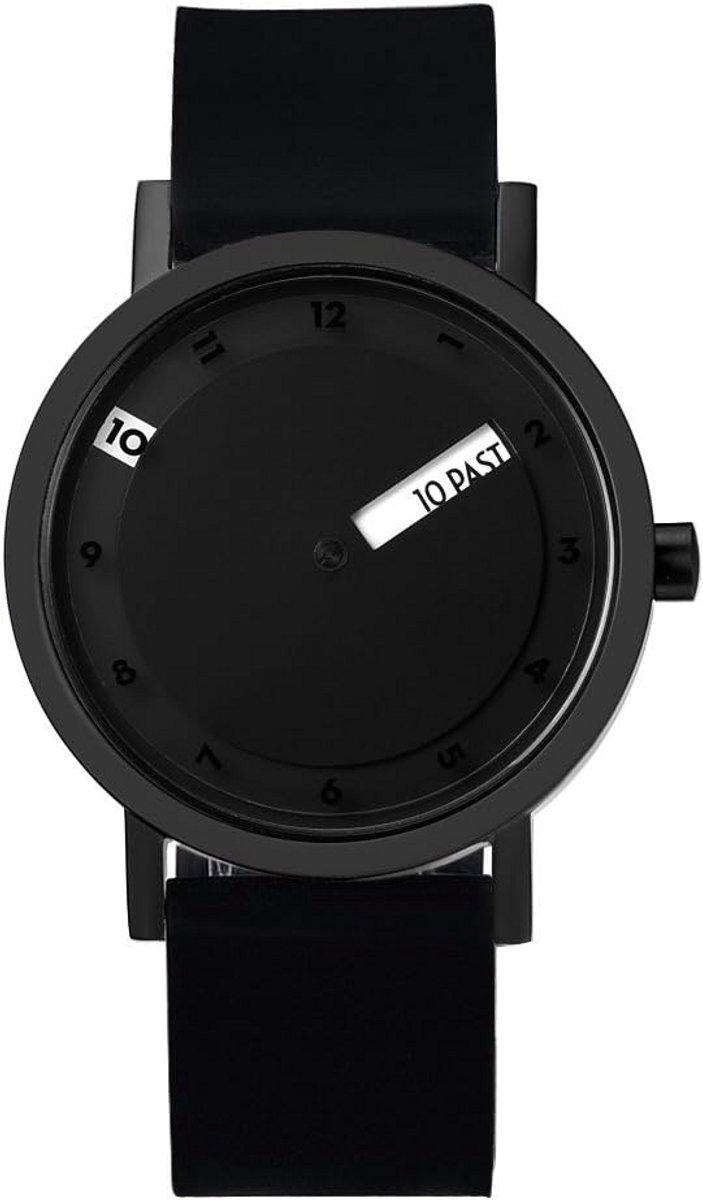 Unisex Zwart Horloge met Stalen Kast en Siliconen Band 40mm