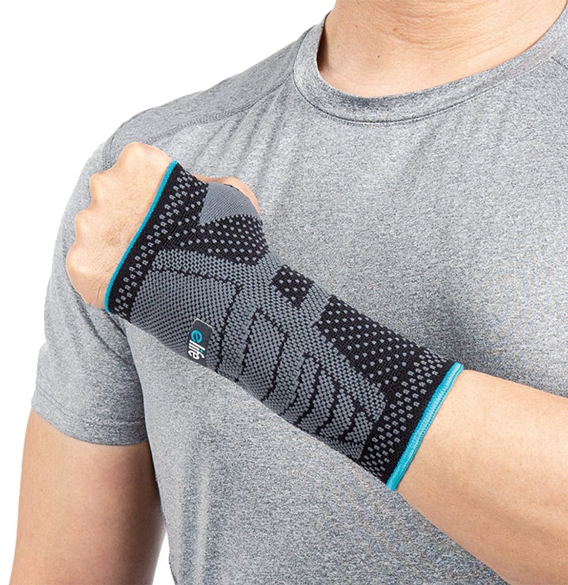 E-life Bio-Contour Polsbandage – Polsbrace polsondersteuning bij polsblessures - Sport en dagelijks gebruik - M - Grijs