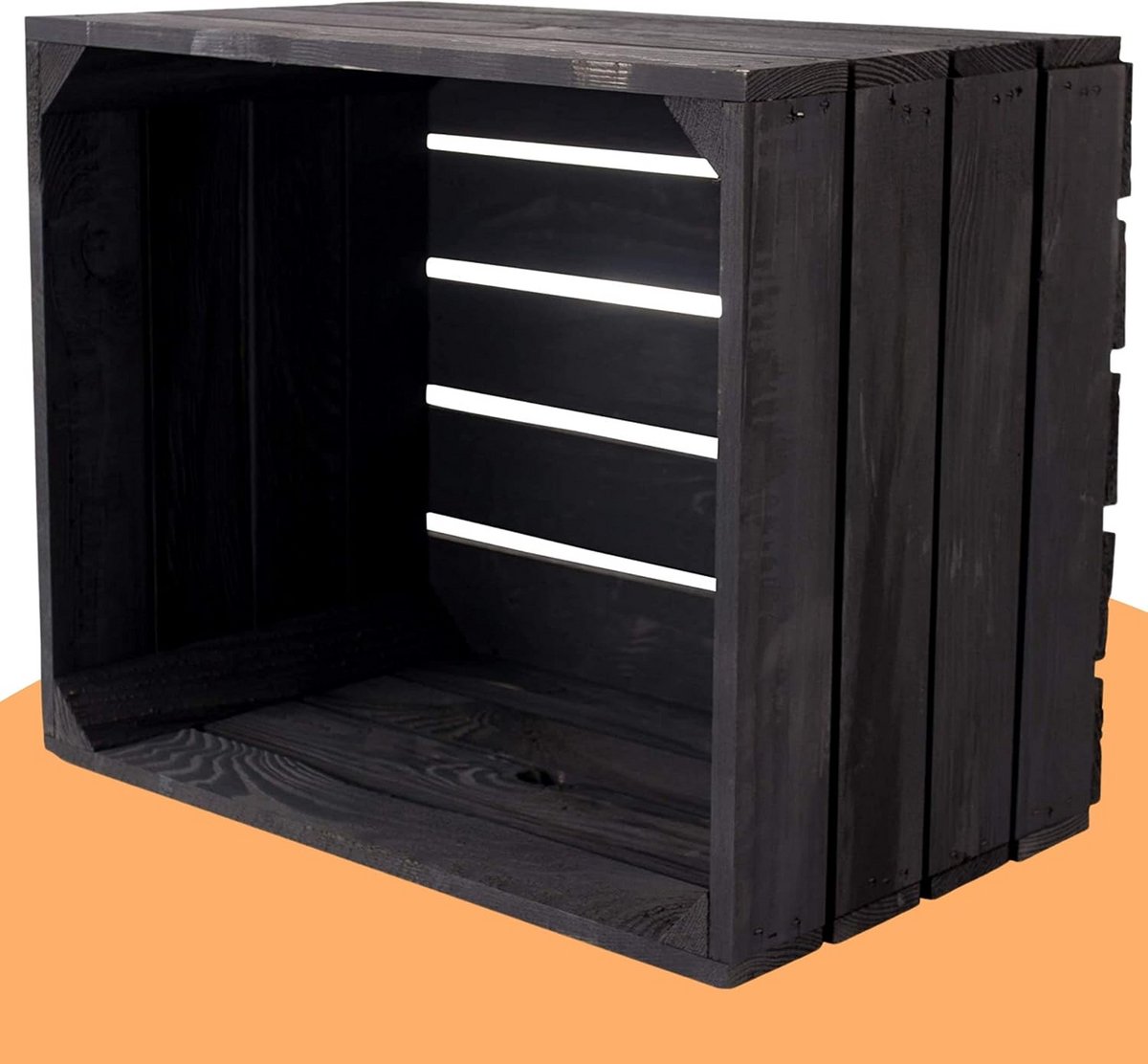 Zwarte Houten Kist voor Opslag en Decoratie