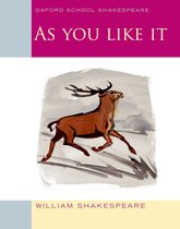Boek "As You Like It" van William Shakespeare, met een illustratie van een rennend hert.