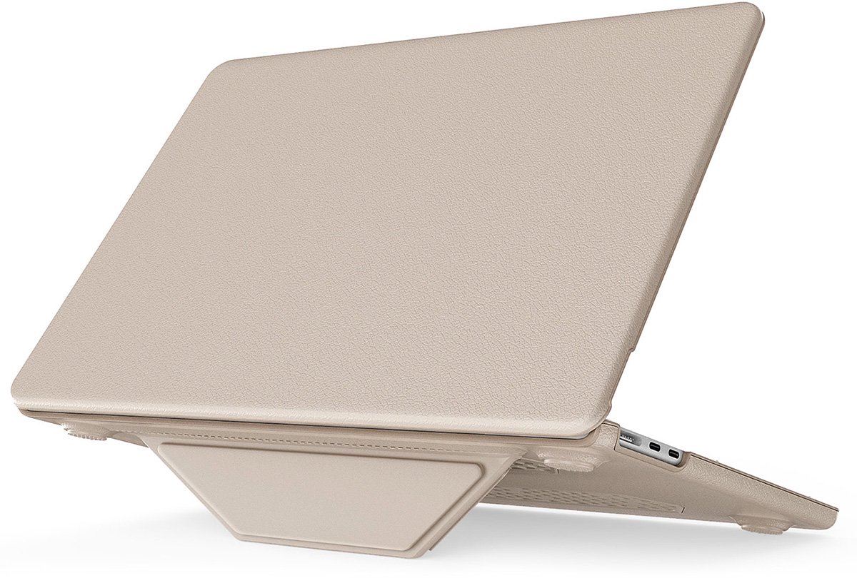 CaseBoutique macbook case geschikt voor MacBook Air 15'' (M2-M5) - Beige - Vegan Kunstleer