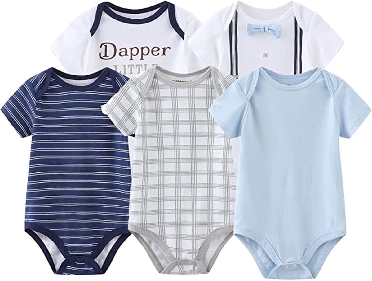 Set van 5 en 3 Stuks Babyrompertjes en Boxpakjes voor Jongens en Meisjes