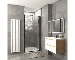 Aica Minimalistisch douchedeur vouwdeur 80x185cm zwart mat afwerking 6mm veiligheidsglas antikalk coating