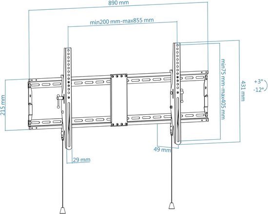 Superior Electronics Vaste Tv-muurbeugel Extra Slim – 60-100 Inch, 75 Kg, VESA 200x200 Tot 900x600, Met Waterpas 3 miniatura