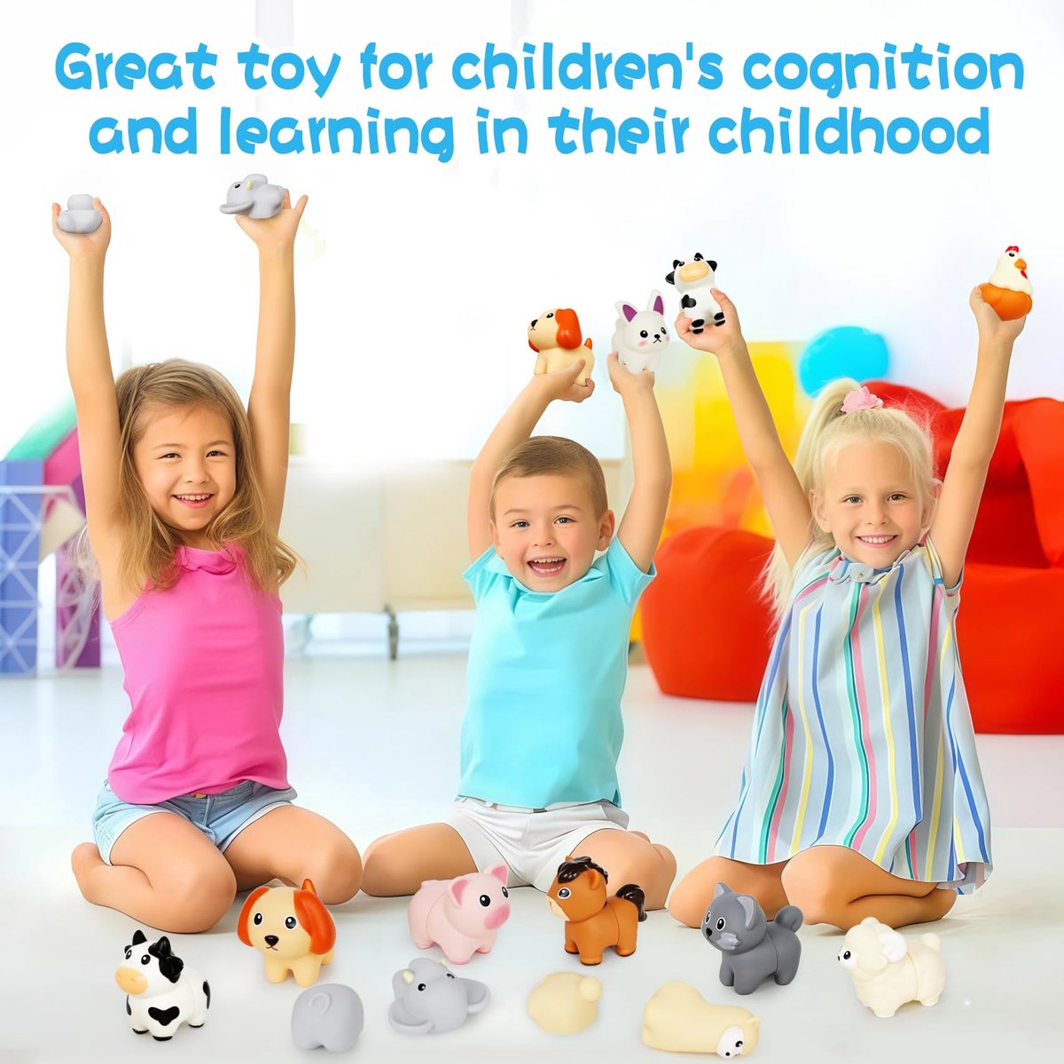 Namajunas - Dieren Stapel Speelgoed - Educatief speelgoed peuter - Montessori speelgoed - Leerzaam speelgoed voor jongens en meisjes - 10 stuks Little People Dieren Matchspellen - 1 jaar - 2 jaar - 3 jaar - 4 jaar - Cadeau voor kinderen — afbeelding 7