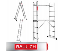 Baulich Aluminium multifunctionele huishoudsteiger - klein, 2x7 treden (14), werkplatform, draagvermogen 150 kg, maximale werkhoogte 418 cm, met stabilisator