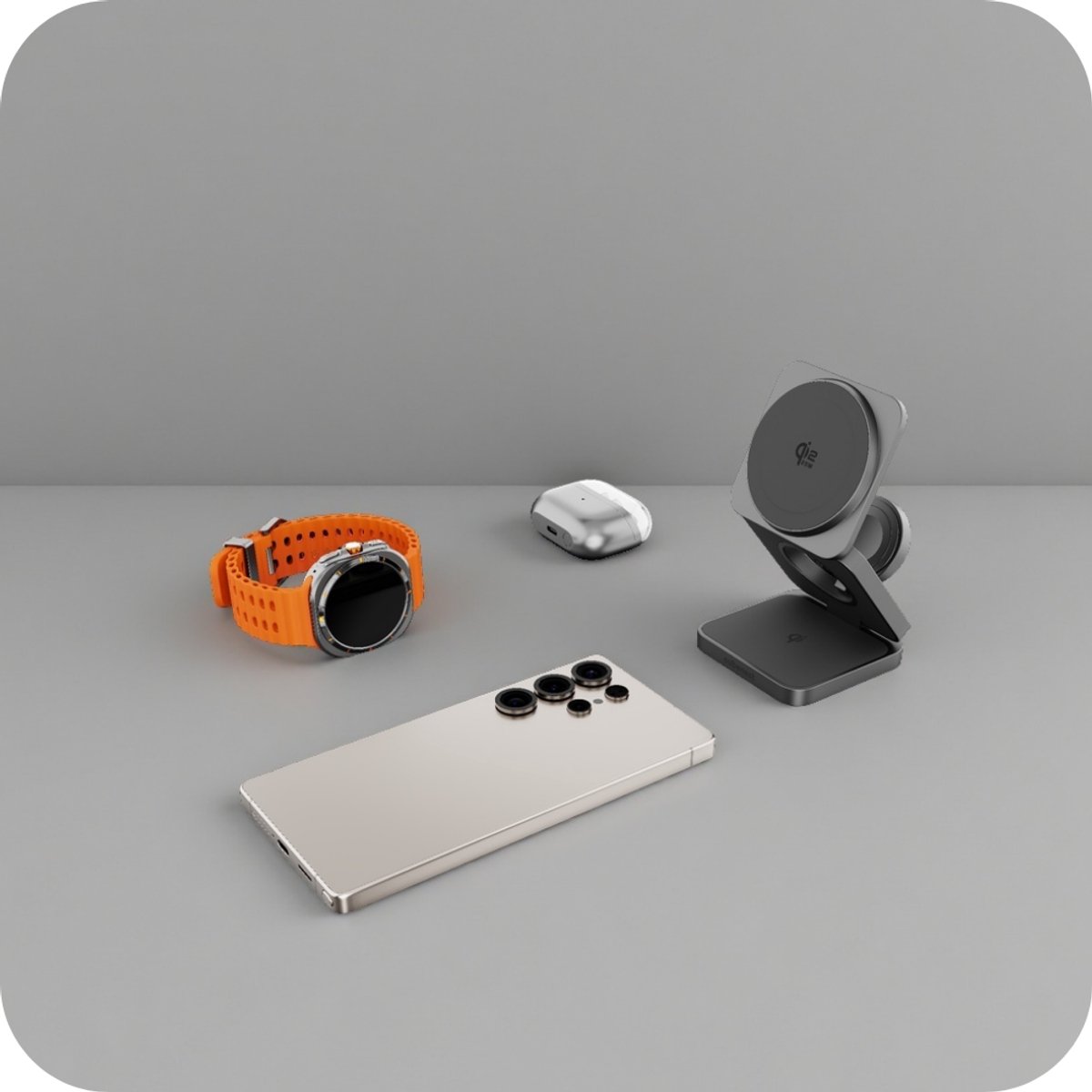 Cubenest SQS312 Pro - 3-in-1 Draadloze Oplader - 35 W Snellader - Qi2.2 Oplaadstation - Opvouwbaar - Geschikt voor Samsung en Apple smartphones - Buds en Airpods - Galaxy Watch - grijs – foto 7