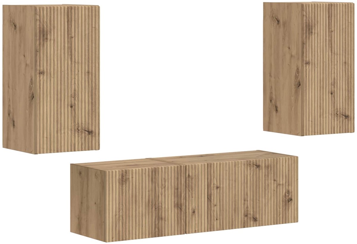 vidaXL - Tv - Wandkast - Set - 4 - pcs - Artisan - Eiken - Bewerkt - hout