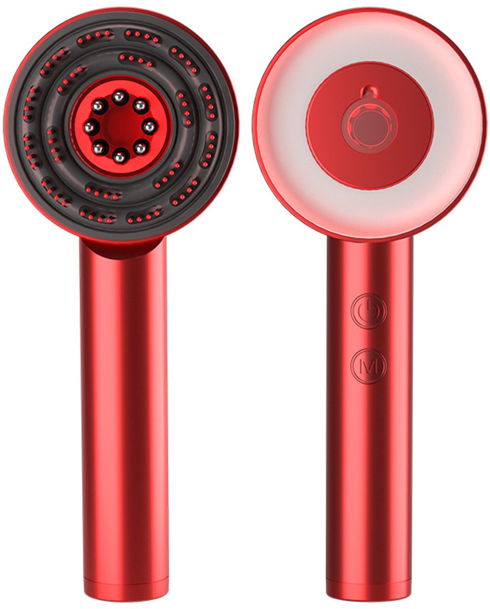 Hoofdmassageapparaat, hoofdmassagekam, massageborstel met roodlichttherapie - rood