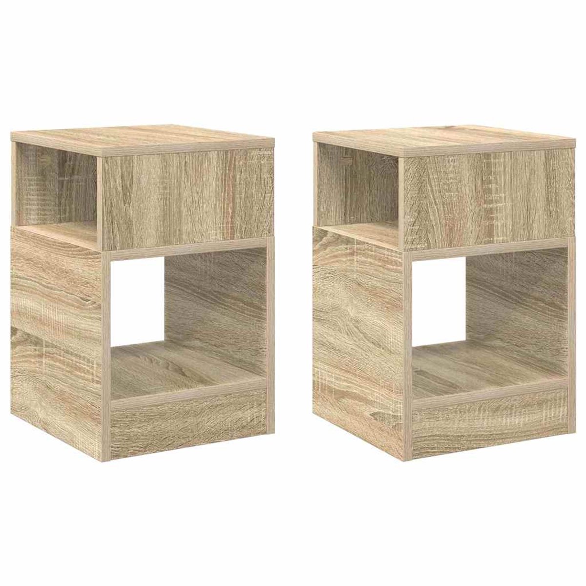 vidaXL Bijzettafel - 2 - st - Sonoma - Eik - 30,5 - x - 30 - x - 45 - cm - Bewerkt - hout Sonoma eiken