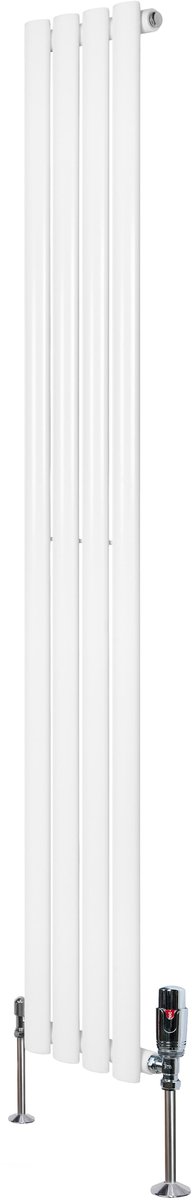 Ovale radiator 1 kolom - 1600x240 mm - wit - thermostaatkraan