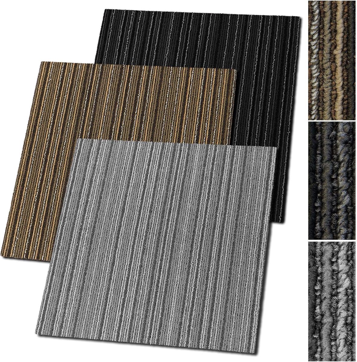 Zelfliggende Tapijttegels 50x50 cm Oker - Duurzame Lussenpool Vloerbedekking met Bitumen R