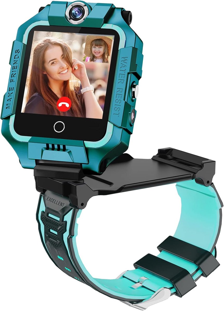 GPS Smartwatch voor Kinderen met 4G, Dubbele Camera (360°), Bellen en SOS Functie - Blauw