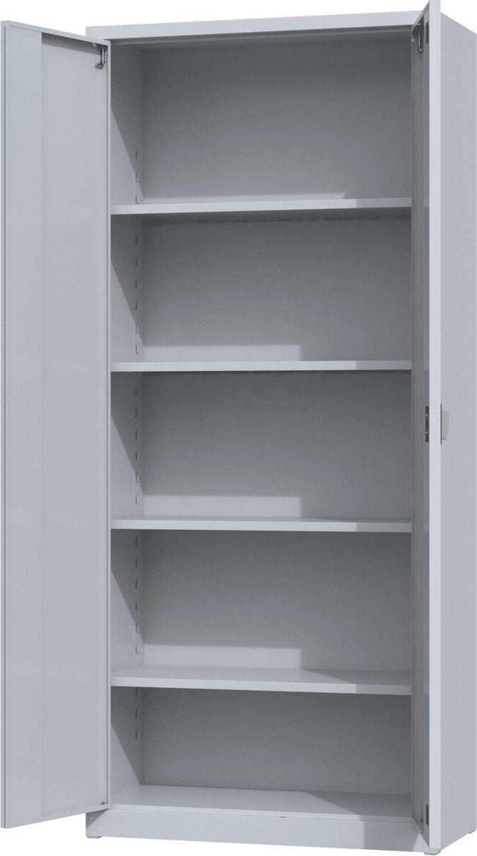 Povag Archiefkast met slot - Metalen opbergkast - 180x80x38 cm - Grijs