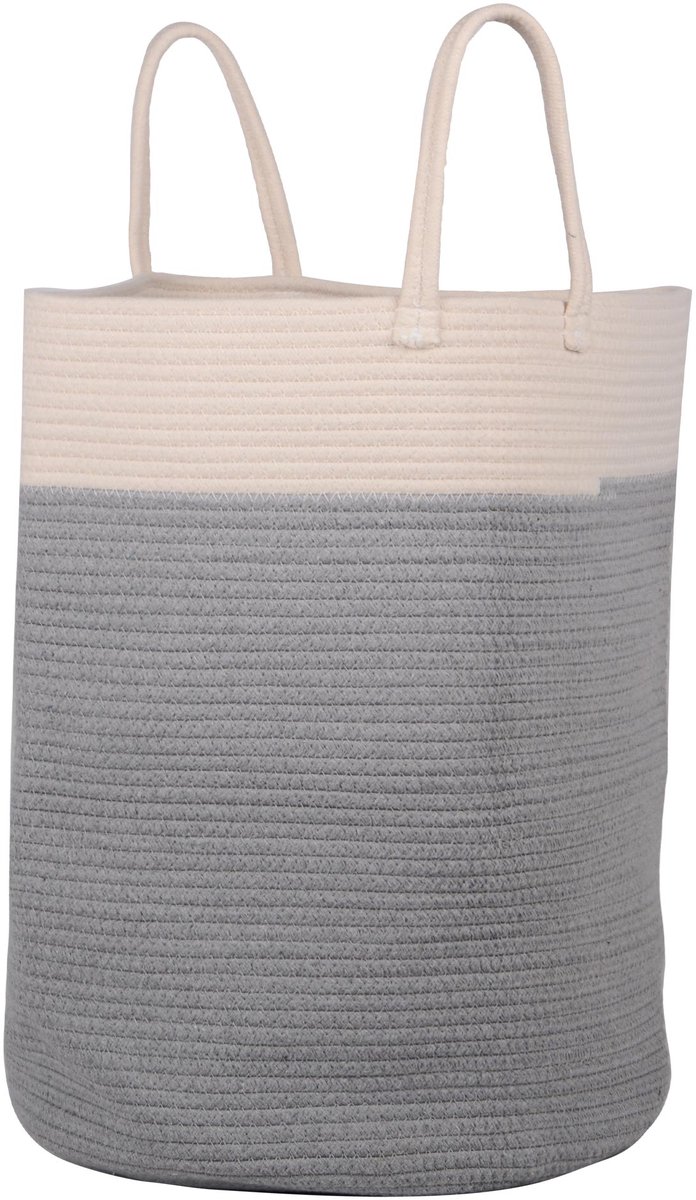 UNUS® Wasmand opvouwbaar katoen grijs wit 40 x 50 cm