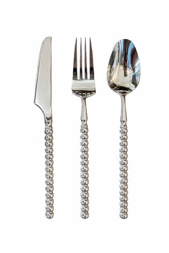 Decorline- Pearl Collection Bestekset 36-delig – Zilver – Luxe Kunstof Bestek voor 12 Personen