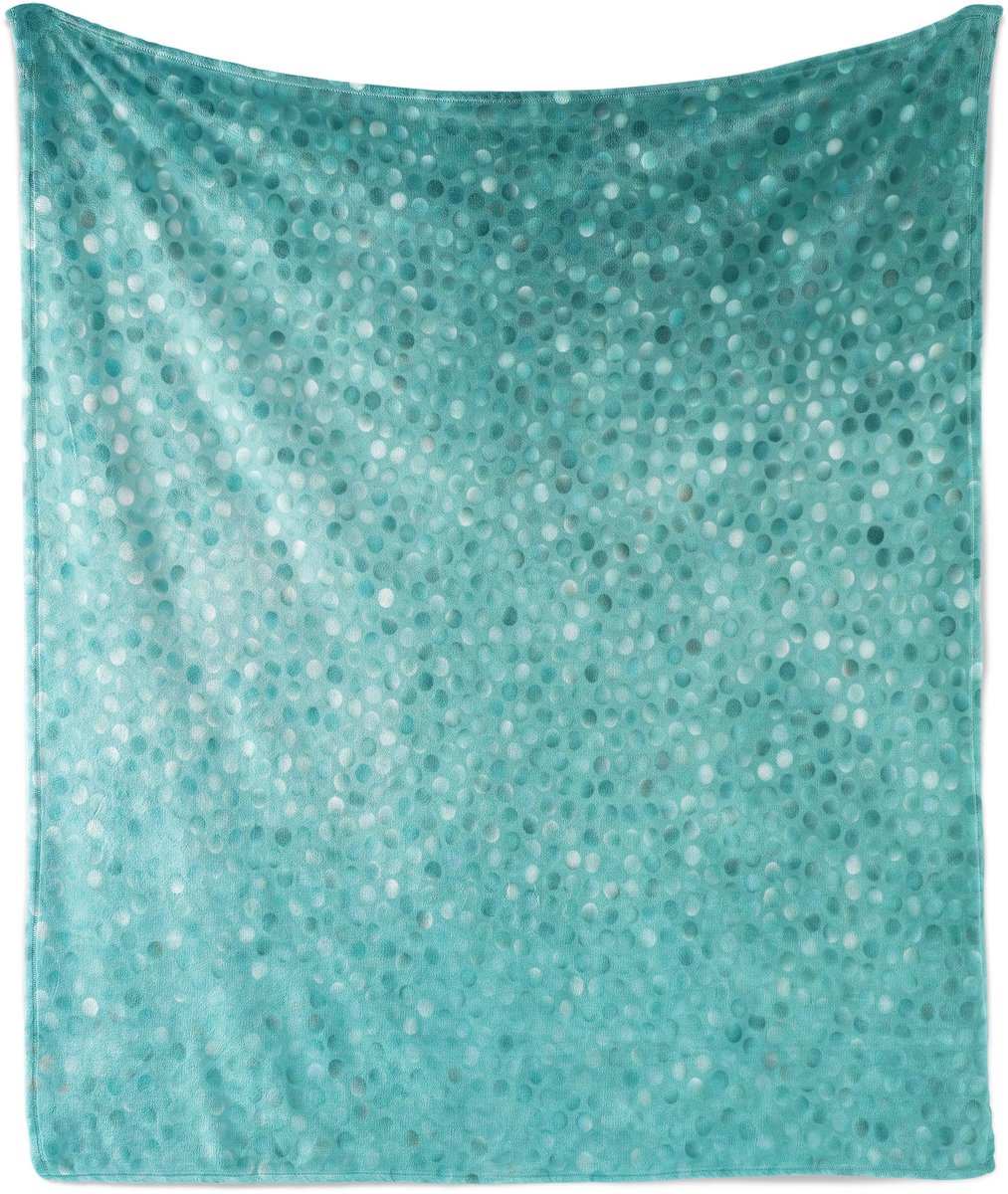 ABAKUHAUS Turquoise Zachte Flanellen Fleece Deken, Polka Dot Patroon, Gezellige Pluche Plaid, 175 x 230 cm, Turquoise Seafoam