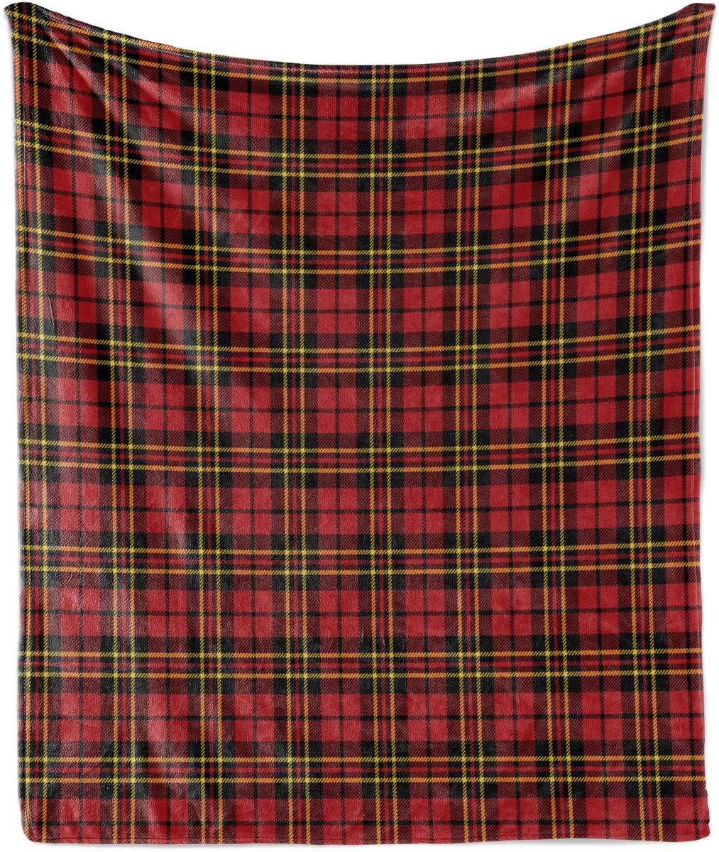 ABAKUHAUS Geruite Zachte Flanellen Fleece Deken, Oud-Keltisch Brits, Gezellige Pluche Plaid, 175 x 230 cm, Zwart Geel Rood