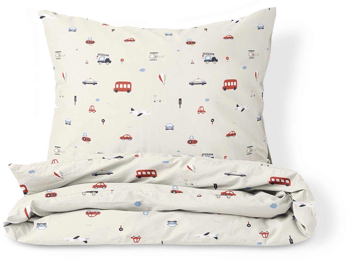 Petite Amélie Dekbedovertrekset – 140x200 cm – 100% Biologisch Katoen – Vehicles