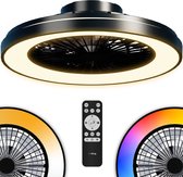 Airking Plafondventilator - Stille Ventilator met Lamp en Afstandsbediening 48,5cm - LED 40W Dimbaar - 3000K-6500K - Zomer en Winterstand Zwart