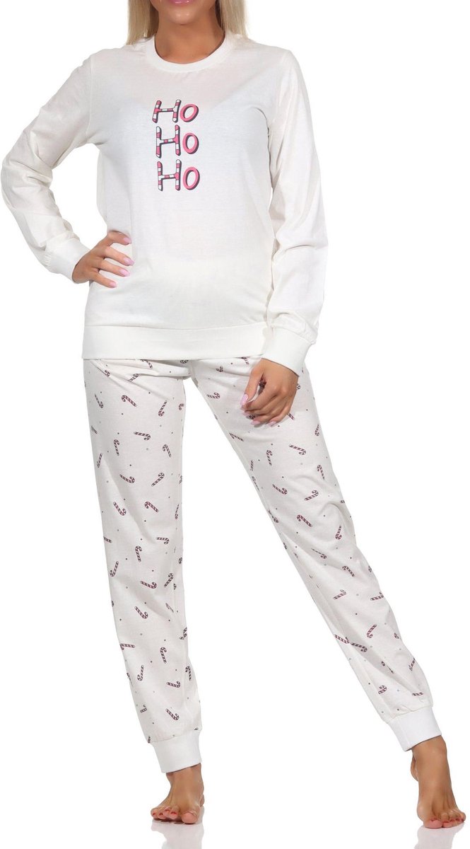 Normann dames kerstpyjama met lange mouwen en manchetten