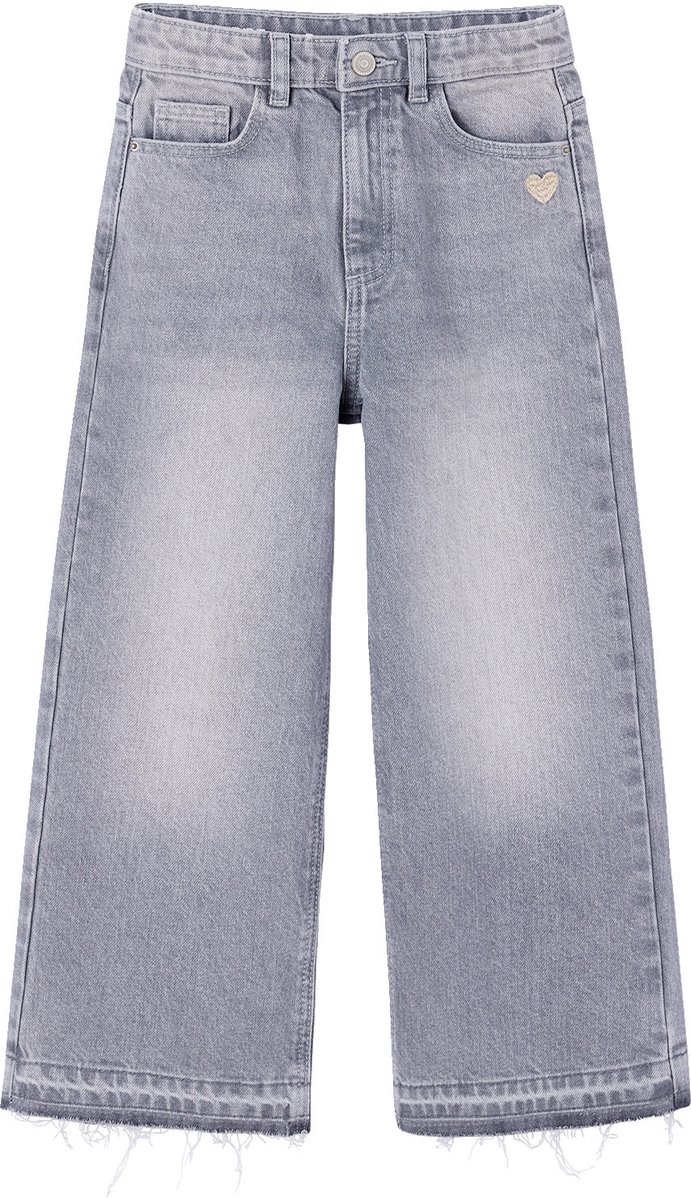Vertbaudet Wijde meisjesjeans met rafels aan de onderkant