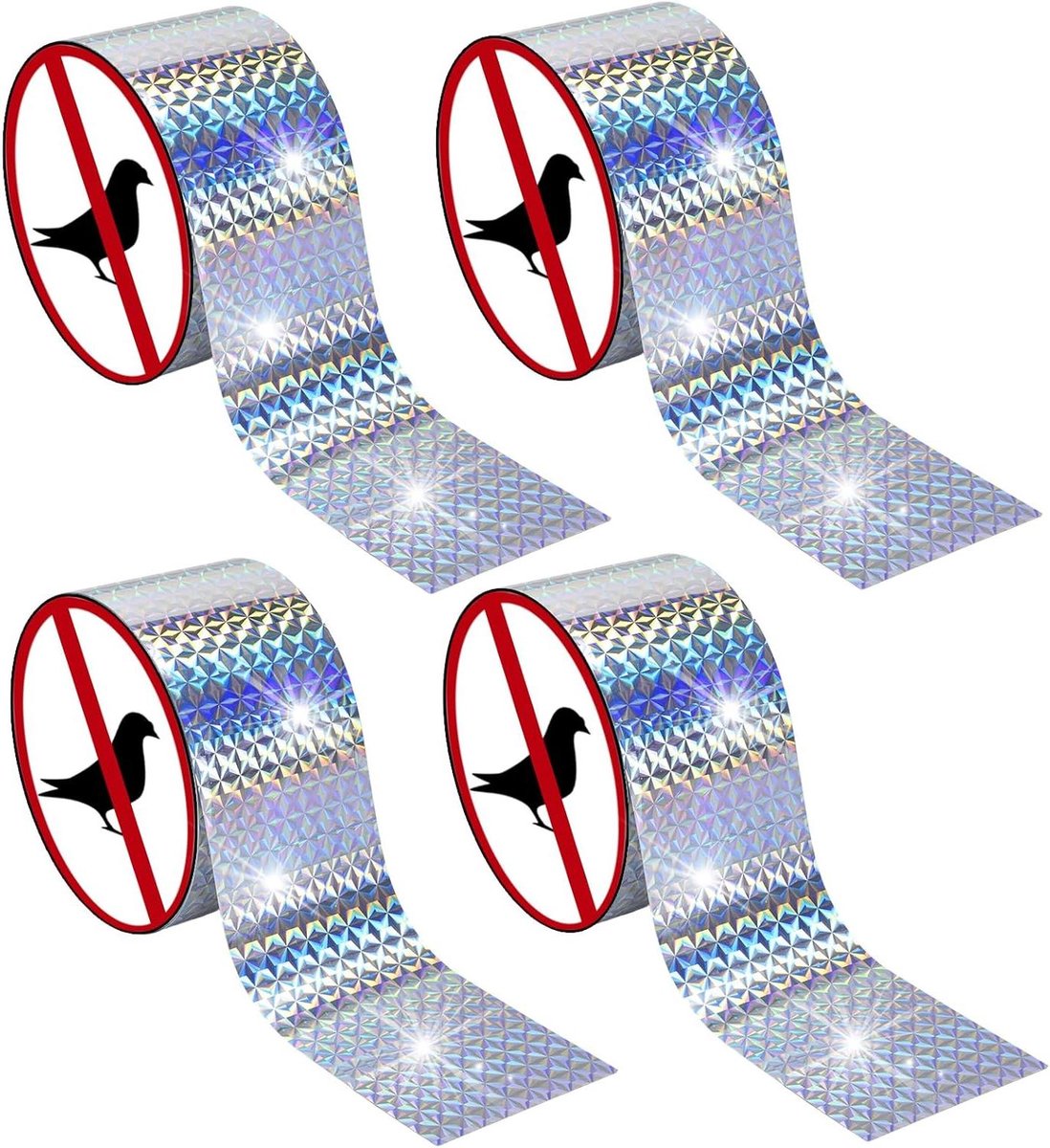 100 m x 2,4 cm vogelafweerband met reflectie voor huis en tuin - 4 rollen