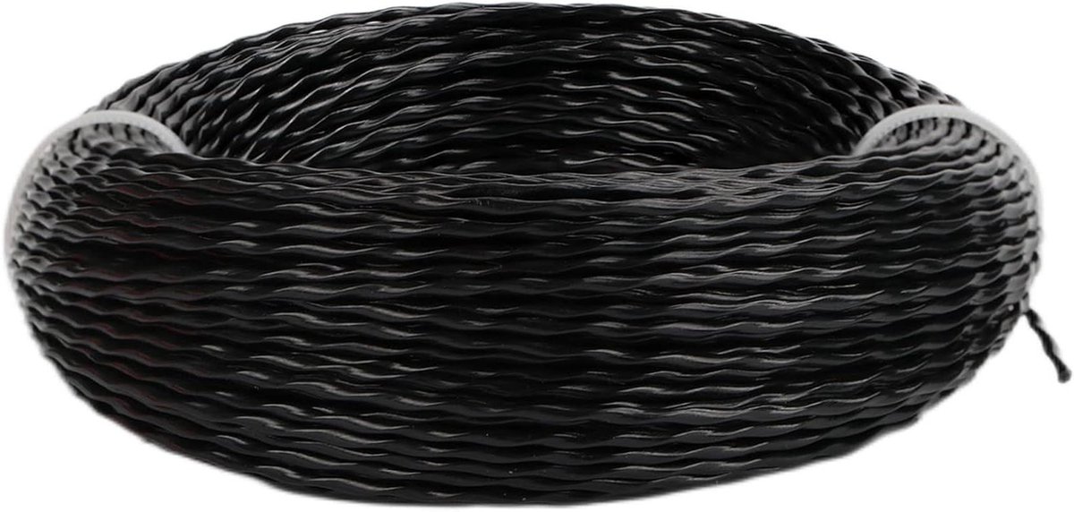 Lint voor grasstrimmer - 2mmX90m zwart - zware kwaliteit - twisted draad - onkruidtrimmer - tuin elektrisch.