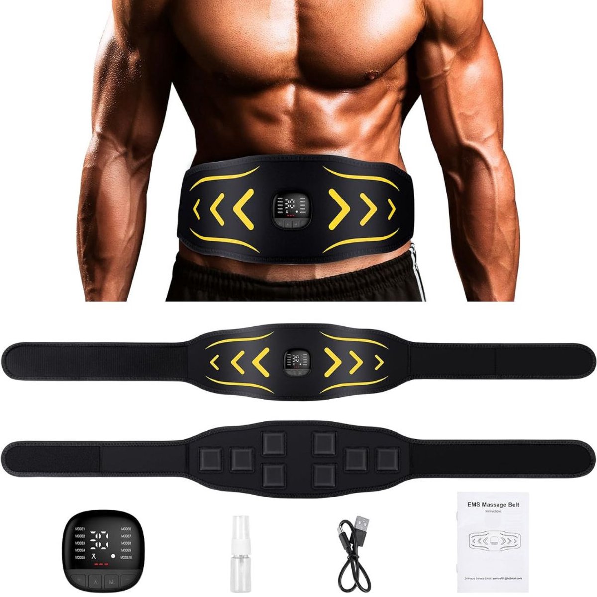 Buikspiertrainers Elektrisch - Hometrainer Afvallen - Fitness - Zwart en Geel