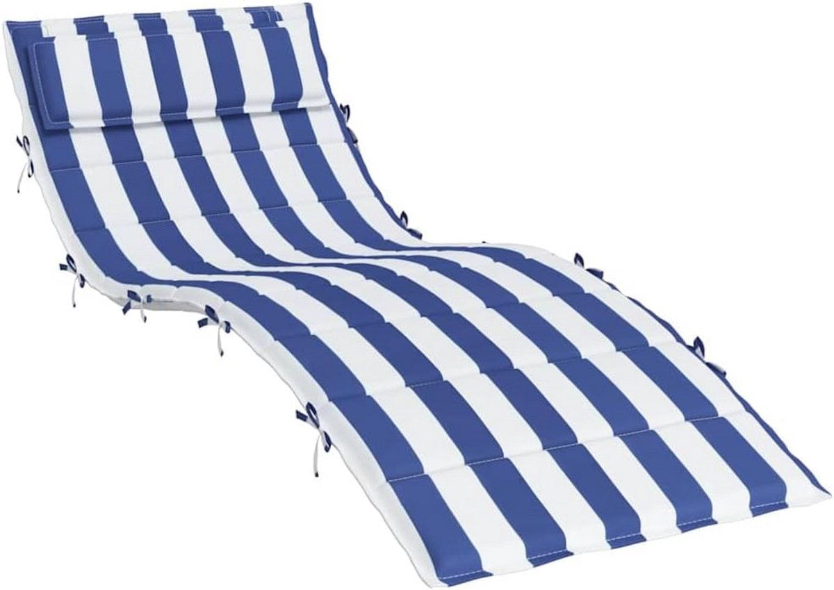 Loungestoelkussen Gestreept 180x60 cm Oxford Stof Blauw Wit