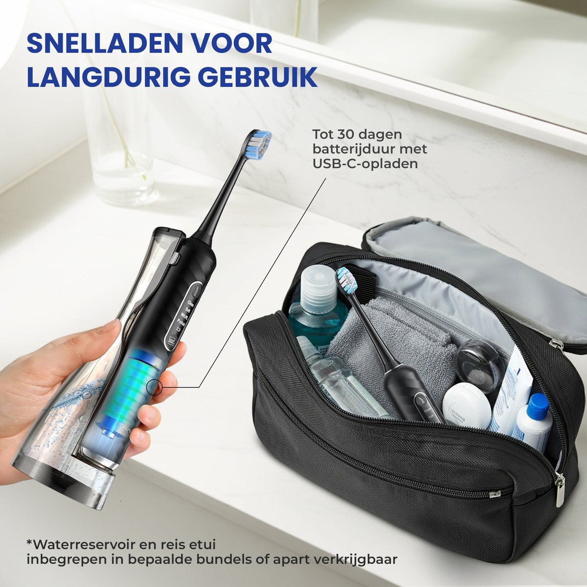 HAIDU 3 in 1 Elektrische Tandenborstel met 3 Opzetstukken - - afbeelding 3