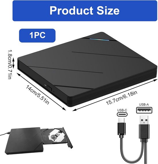 Draagbare Externe CD/DVD Brander met USB 3.0 en Kaartlezers — afbeelding 4