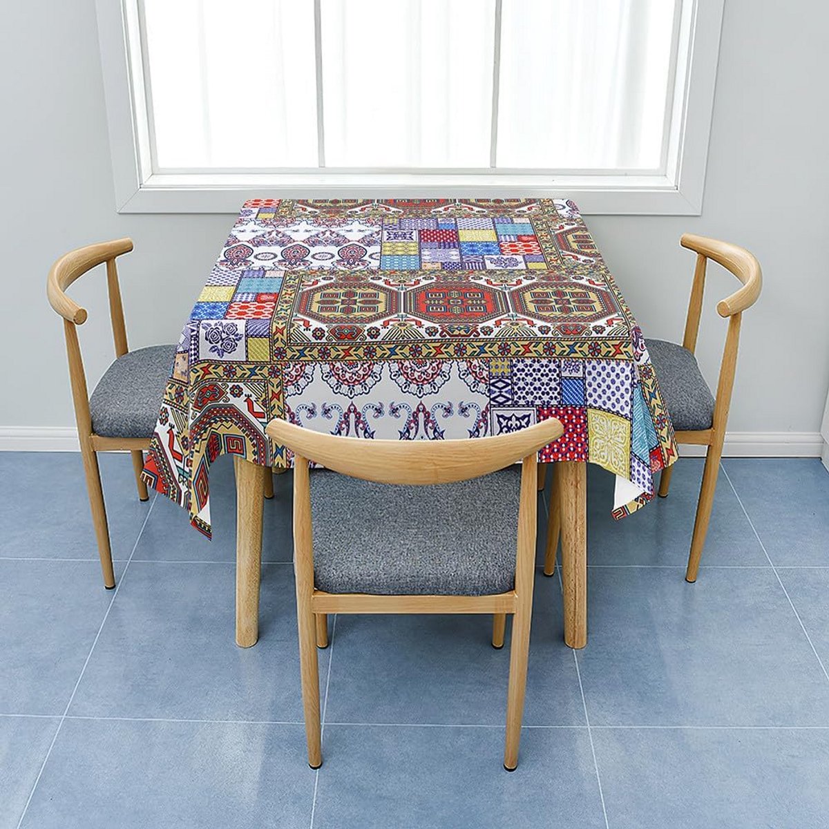 Vierkant Tafelkleed Bohemian Stijl - Afveegbaar en Waterafstotend - 180x180 cm - Paars