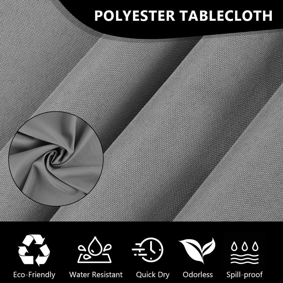 Ronde Tafelkleed Waterafstotend en Wasbaar Polyester voor Keuken en Diner - Grijs - 140cm