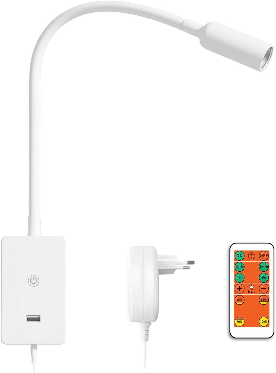 Flexibele LED Wandlamp met USB-oplaadpoort en Afstandsbediening voor Slaapkamer