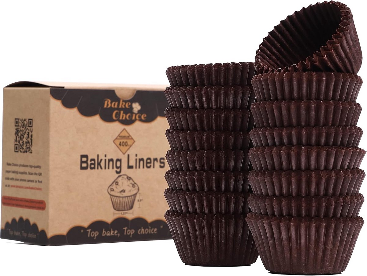 400 Stuks Mini Cupcake Vormpjes Bakpapier Bruin - Ideaal voor Muffins en Taartjes