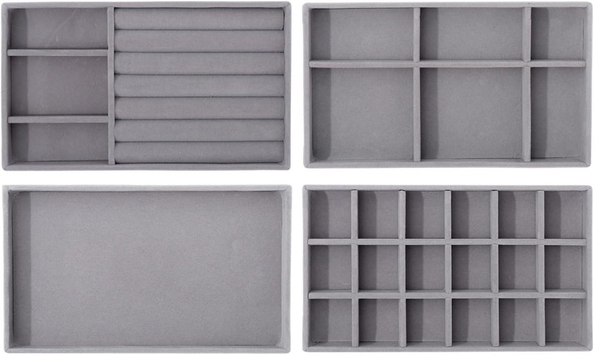 Organizeersysteem voor Sieraden met Lades - Set van 4 Opbergbakken