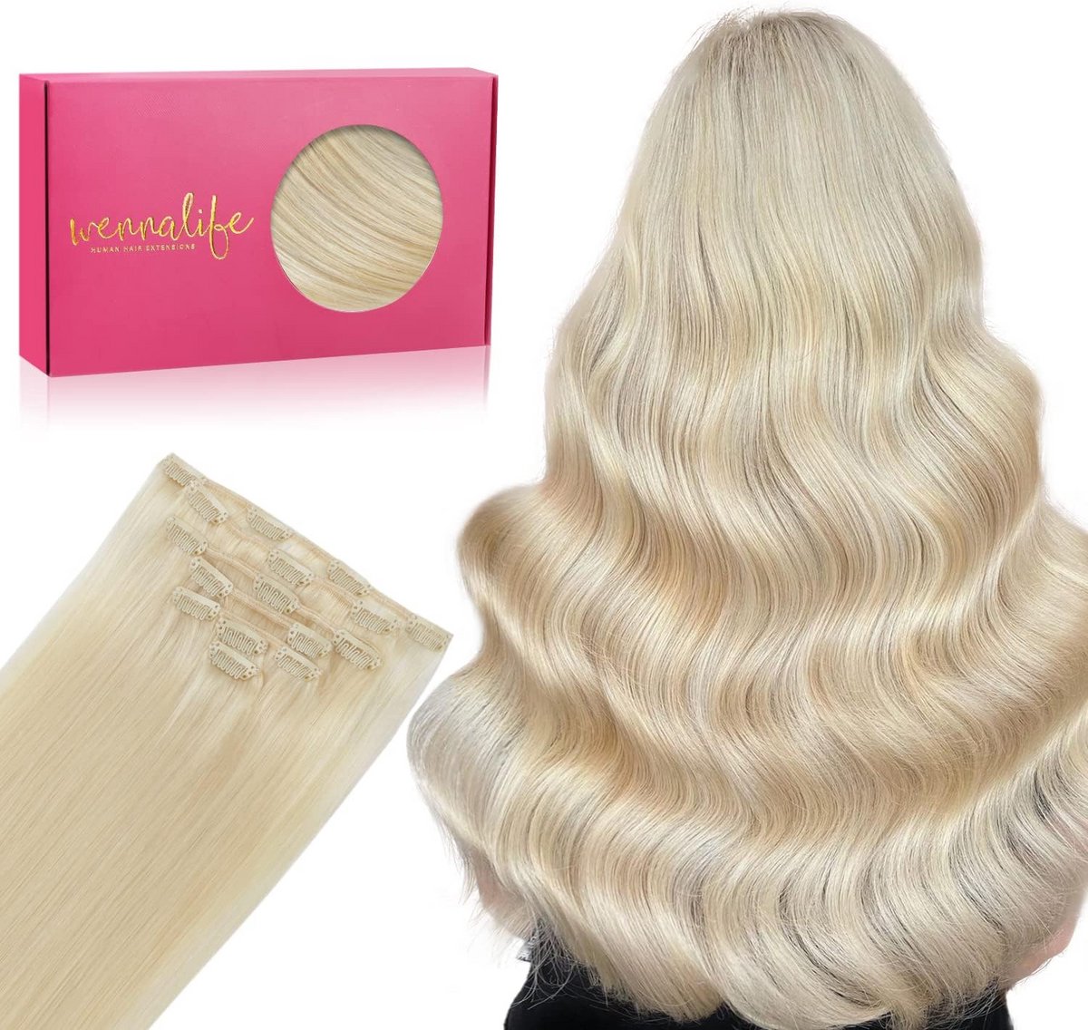 Clip-in Haarverlenging 50 cm Echt Haar 7 Delig Volle Plukken Blond