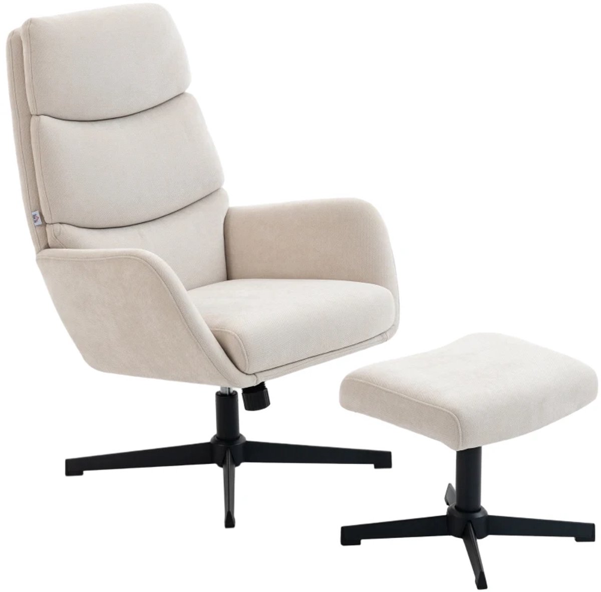 ZYLARO Relaxfauteuil met Voetenbank - Fauteuil met Hoge Rugleuning- Moderne Relaxstoel - tot 120 kg - Relaxstoel - Ligstoel - TV Stoel - Loungestoel - Leesstoel - Beige