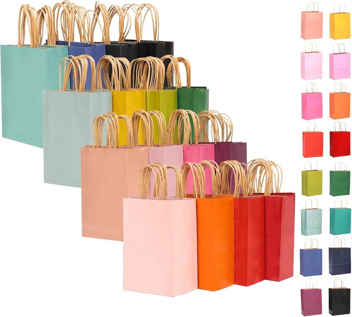 32x Grote Bruine Papieren Tassen met Handvatten - Geschenktassen Cadeautas 33x26x13 cm