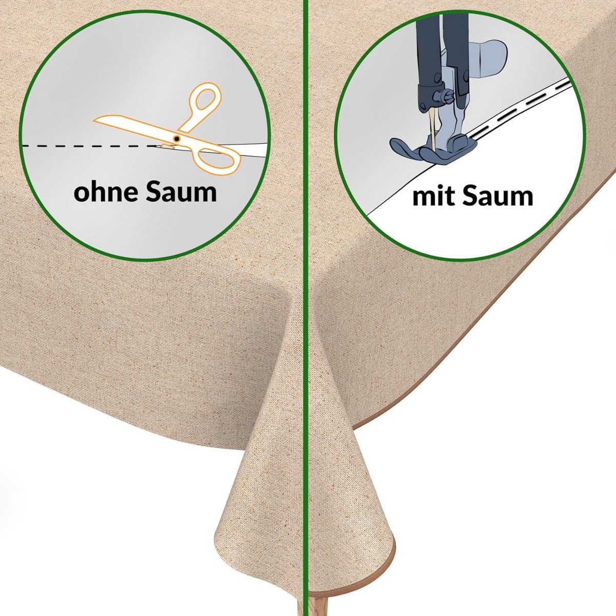 Wasbaar Duo Tafelkleed Linnenlook Beige 240x140 cm