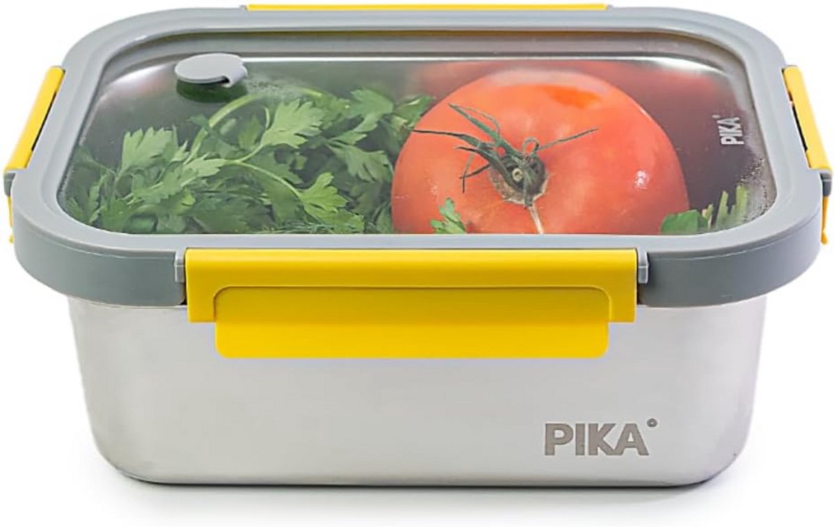820ml Luchtdichte Roestvrijstalen Voorraadbus met Glasdeksel - Magnetron, Oven & Vriezerbestendig