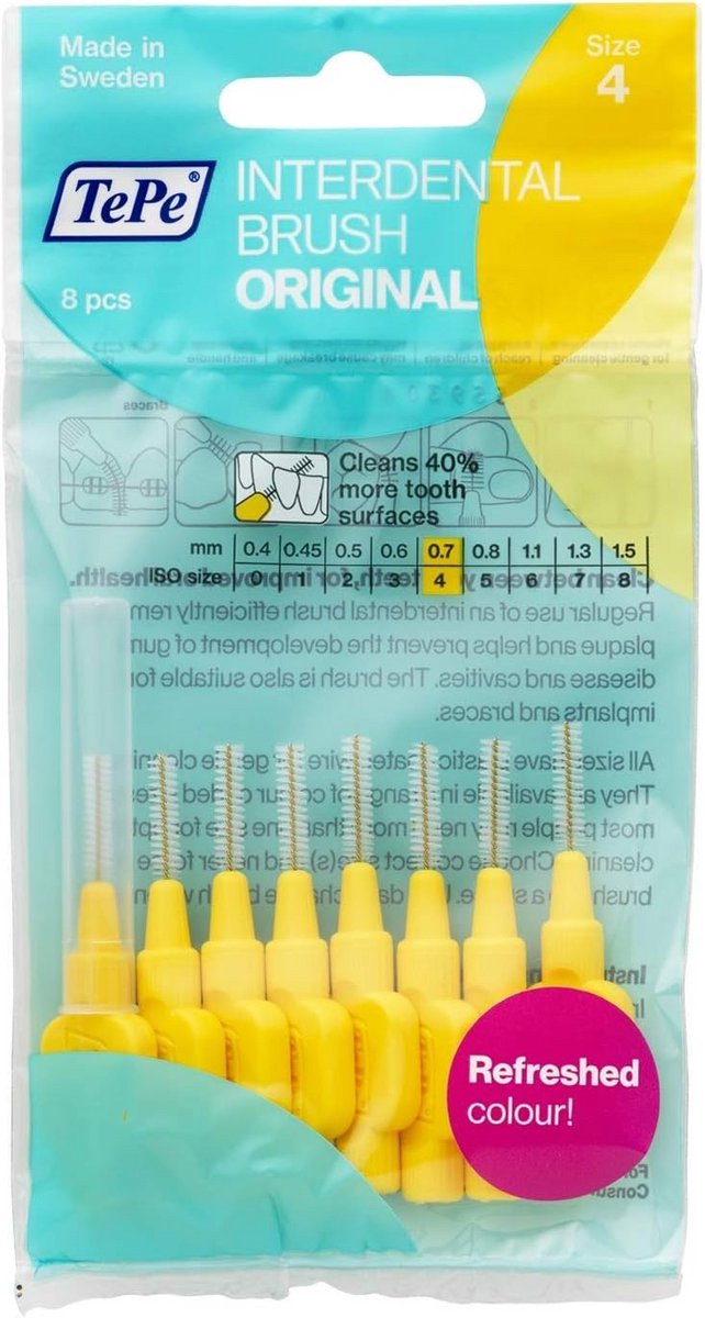 Interdentale borstels 0.7mm geel - 3 pakken á 8 stuks voor tandvleesgezondheid