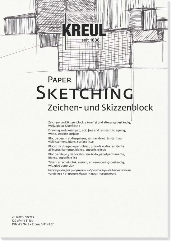 S'COOL Tekenpapier A4 – 90 G/m², 20 Vel, Wit Schetsblok Voor Potlood, Houtskool En Pastelkrijt